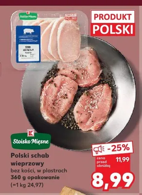 Polski schab wieprzowy bez kości w plastrach Stoisko Mięsne promocja w Kaufland