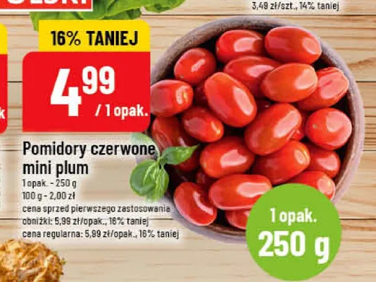 Pomidory czerwone mini plum promocja w POLOmarket