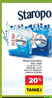 Woda mineralna Staropolanka 2000 6-pak 1,5 l promocja w Carrefour