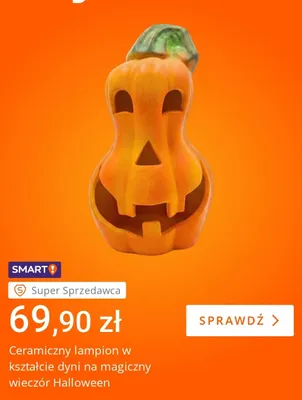 Ceramiczny lampion w kształcie dyni na magiczny wieczór Halloween promocja w Allegro