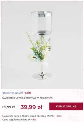 Świecznik Lentia z motywem roślinnym home&you promocja w home&you