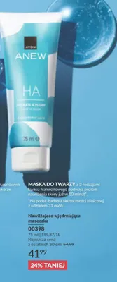 Maska do twarzy z 2 rodzajami kwasu hialuronowego, nawilżająco-ujędrniająca promocja w AVON