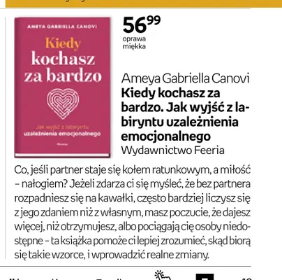 Książka Kiedy kochasz za bardzo. Jak wyjść z labiryntu uzależnienia emocjonalnego Ameya Gabriella Canovi promocja w Empik