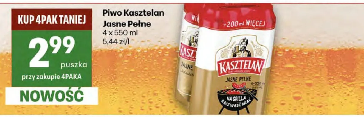 Piwo Kasztelan Jasne Pełne promocja w Delikatesy Centrum