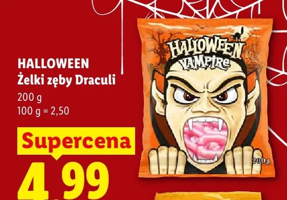 Żelki zęby Draculi Halloween promocja w Lidl