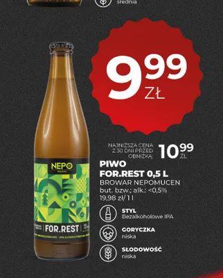 Piwo bezalkoholowe For.Rest Browar Nepomucen promocja w Duży Ben