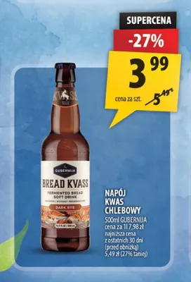 Napój kwas chlebowy Dark Rye Gubernija promocja w Arhelan
