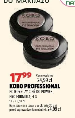 Pojedynczy cień do powiek Kobo Professional Pro Formula promocja w Drogerie Natura