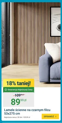 Lamele ścienne na czarnym filcu promocja w ERLI