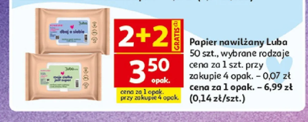Papier nawilżany Luba Czyste ciałko jest super promocja w Auchan