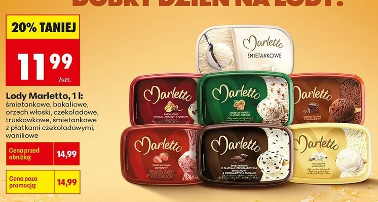 Lody waniliowe Marletto promocja w Biedronka