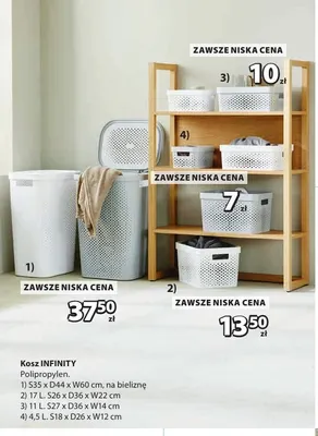 Kosz Infinity 11 l S27xD36xW14 cm promocja w Jysk