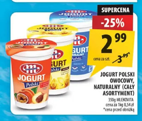 Jogurt Polski owocowy Mlekovita promocja w Arhelan