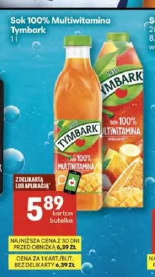 Sok 100% Multiwitamina Tymbark promocja w Delikatesy Centrum