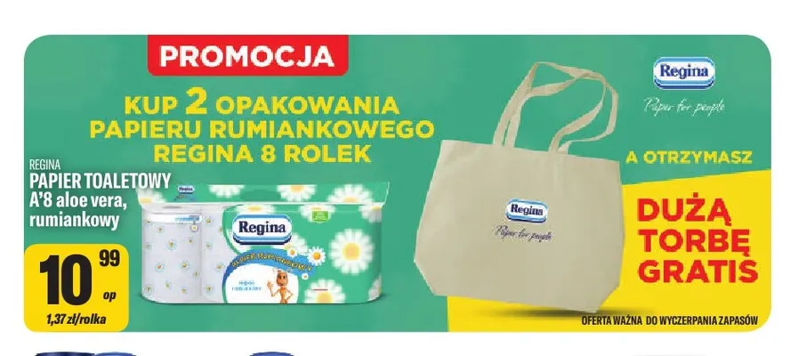 Papier toaletowy 8-pak rumiankowy Regina promocja w Tomi Markt