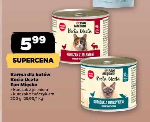 Karma dla kotów Kocia Uczta Pan Mięsko kurczak z jeleniem promocja w Netto