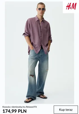 Koszula z domieszką lnu Relaxed Fit H&M promocja w H&M