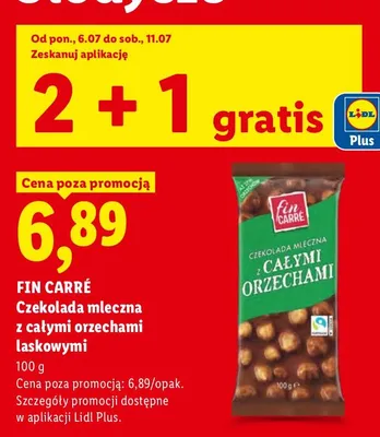 Czekolada mleczna z całymi orzechami laskowymi Fin Carré promocja w Lidl