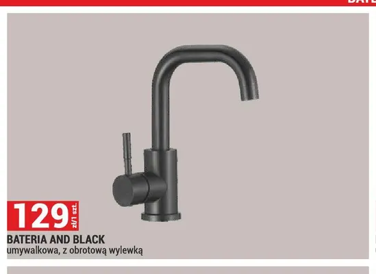 Bateria umywalkowa And Black z obrotową wylewką promocja w Merkury Market
