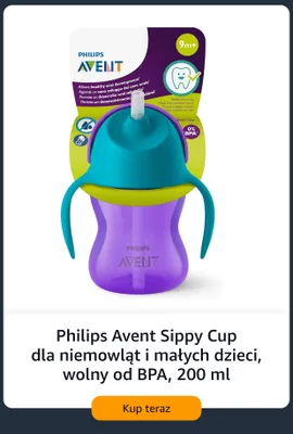 Kubek Philips Avent Sippy Cup dla niemowląt i małych dzieci wolny od BPA 200 ml promocja w Amazon