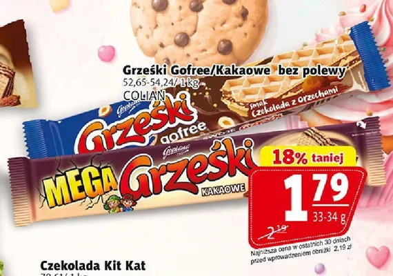 Wafelek Mega Grześki kakaowe bez polewy promocja w Prim Market