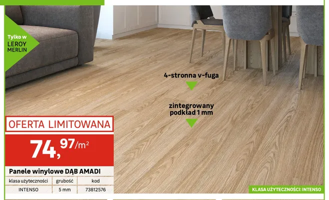 Panele winylowe Barlinek Dąb Amadi promocja w Leroy Merlin