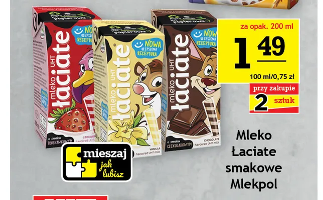 Mleko Łaciate o smaku waniliowym Mlekpol promocja w Gram Market