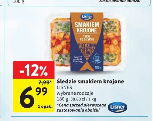 Śledzie smakiem krojone LISNER promocja w Intermarche