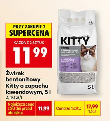 Żwirek bentonitowy o zapachu lawendowym 5 l promocja w Biedronka