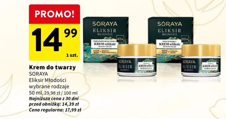 Krem do twarzy Soraya Eliksir Młodości 40+ promocja w Intermarche