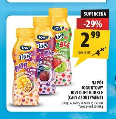 Napój jogurtowy Jovi Duet Bubble mango-marakuja promocja w Arhelan