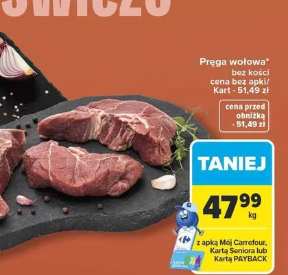 Pręga wołowa bez kości promocja w Carrefour
