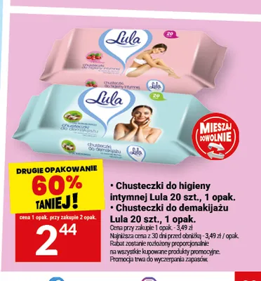 Chusteczki do higieny intymnej Lula promocja w Twój Market