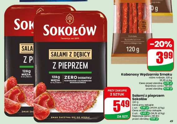 Salami z dębicy z pieprzem Sokołów promocja w Dino