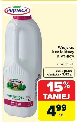 Mleko wiejskie bez laktozy promocja w Carrefour