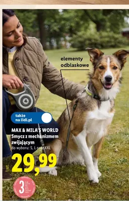 Smycz z mechanizmem zwijającym XXL Max & Mila's World promocja w Lidl