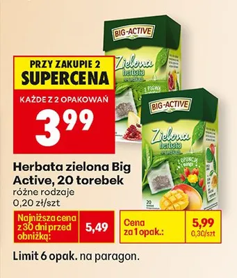 Herbata zielona różne rodzaje promocja w Biedronka