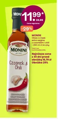 Oliwa z oliwek extra vergine z czosnkiem i chili Monini promocja w Frisco