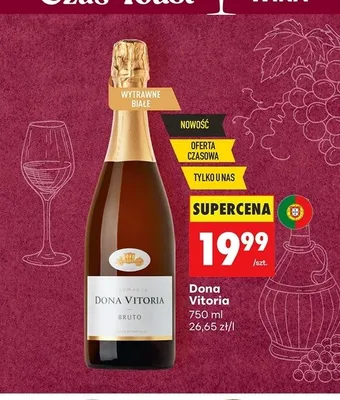 Wino wytrawne białe musujące Dona Vitoria Bruto promocja w Biedronka