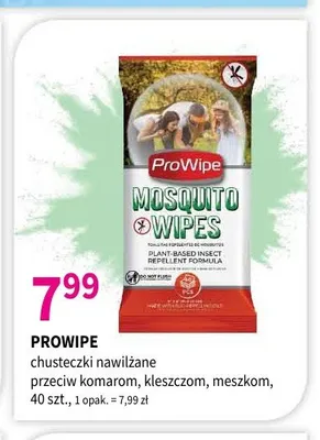 Chusteczki nawilżane przeciw komarom kleszczom meszkom ProWipe promocja w Drogerie Polskie
