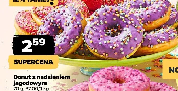 Donut z nadzieniem jagodowym promocja w Netto