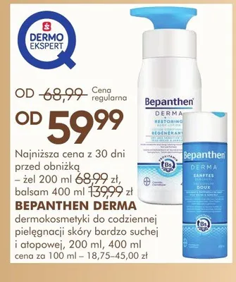 Dermokosmetyki do codziennej pielęgnacji skóry bardzo suchej i atopowej BEPANTHEN DERMA żel 200ml promocja w Super-Pharm