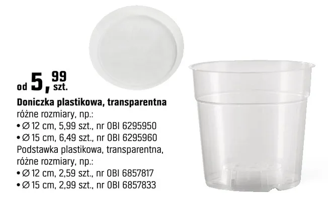Doniczka plastikowa, transparentna promocja w OBI