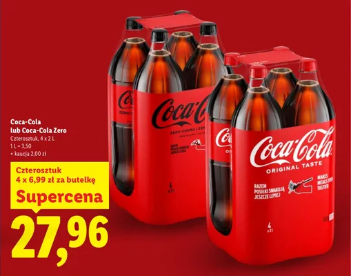 Napój Coca-Cola Zero 4x2 l promocja w Lidl