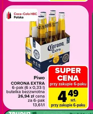 Piwo Corona Extra 6-pak 330 ml promocja w Carrefour