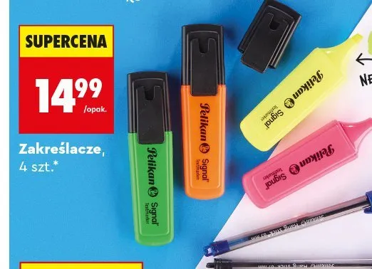 Zakreślacze Pelikan Signal 4-pak promocja w Biedronka