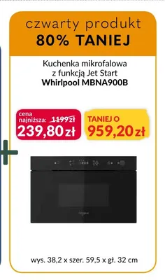 Kuchenka mikrofalowa z funkcją Jet Start Whirlpool MBNA900B promocja w Salony Agata