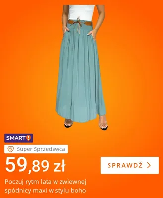 Spódnica damska maxi w stylu boho promocja w Allegro