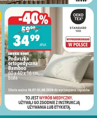 Poduszka ortopedyczna Smukee Home Bamboo promocja w Biedronka Home