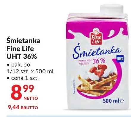 Śmietanka Fine Life UHT 36% promocja w Makro